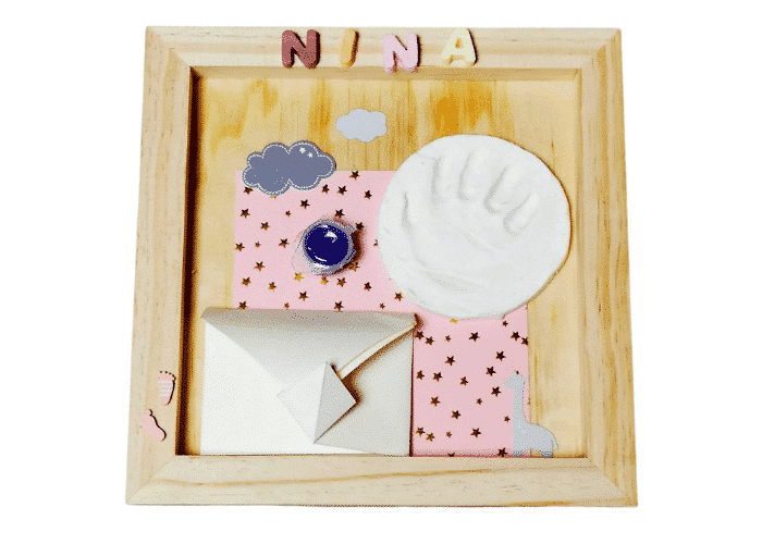 Cadre photos bébé avec empreintes plâtre, lot de 2, jeu pour main ou pied,  DIY empreinte